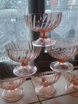 Vintage 6 grandes coupes à glace modèle ROSALINE d'Arcoroc  