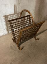 Porte-revues en rotin années 60