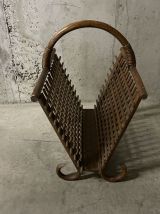 Porte-revues en rotin années 60