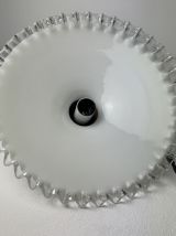 ANCIENNE SUSPENSION EN OPALINE DENTELEE 25 CM VINTAGE