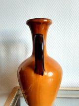 Grand vase amphore en céramique orange vintage 