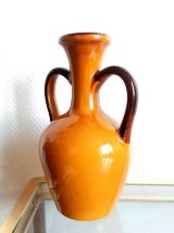 Grand vase amphore en céramique orange vintage 