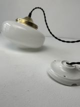 ANCIENNE SUSPENSION VINTAGE EN OPALINE  20 CM