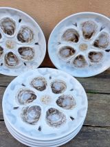 6 assiettes huîtres barbotine Manufacture St Amand