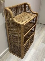 Etagère en rotin et bambou années 70