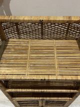 Etagère en rotin et bambou années 70