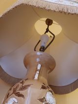 lampe ceramique fleurs pivoines