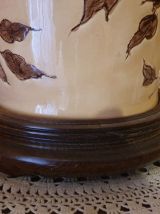 lampe ceramique fleurs pivoines