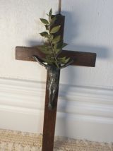 Ancien Crucifix en Chêne et régule - 1920/1930 - French 