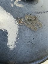 ANCIENNE SUSPENSION INDUSTRIELLE EMAILLEE BLEUE 24,5 CM 