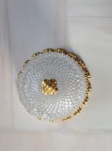 Plafonnier vintage en verre pointe diamant Limburg a610 doré