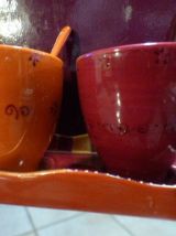 Tasses à Café,  Plateau et Petites cuillères