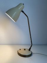 Lampe vintage 1950 de bureau crème laiton cocotte - 50 cm