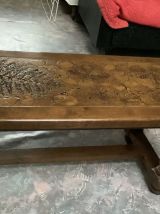 Table de salon en bois style Capron Empreintes de feuilles