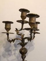 Garniture de cheminée en bronze et faïence signée frères jap