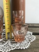 Carafe et 6 shooters rose assorties 