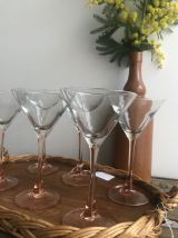 6 verres à cocktail pieds roses