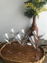 6 verres à cocktail pieds roses