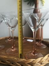 6 verres à cocktail pieds roses