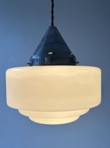 ANCIENNE SUSPENSION ART-DECO EN OPALINE 