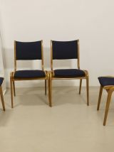 Lot de 4 chaises design scandinave bois courbé année 60. Ref