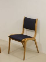 Lot de 4 chaises design scandinave bois courbé année 60. Ref