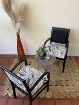 Set de 2 fauteuils Bois Black Feuilles dorées