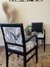 Set de 2 fauteuils Bois Black Feuilles dorées