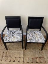Set de 2 fauteuils Bois Black Feuilles dorées