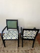 Set de 2 fauteuils Bois Black Vert 70s