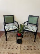 Set de 2 fauteuils Bois Black Vert 70s