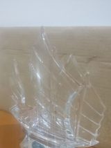 Très Beau Bateau Jonque En Cristal JG Durand