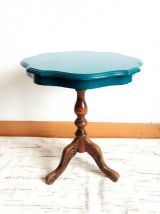 Guéridon en bois peint émeraude vintage 