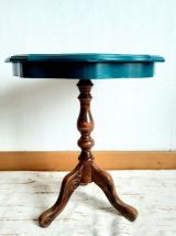 Guéridon en bois peint émeraude vintage 