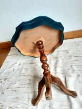 Guéridon en bois peint émeraude vintage 