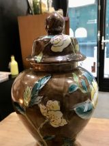 Potiche céramique décor floral Chine