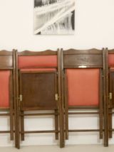 Lot de 4 chaises pliante art deco bois de cédre année 50, re