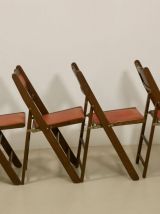 Lot de 4 chaises pliante art deco bois de cédre année 50, re