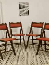 Lot de 4 chaises pliante art deco bois de cédre année 50, re