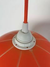 Lampe suspension vintage années 70 opaline "Orange fleurs" 