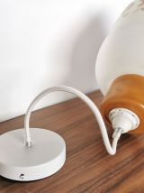 Lampe suspension vintage années 70 opaline "Blanc beige" 