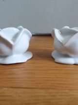 Bougeoirs forme fleur rose en porcelaine