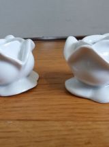 Bougeoirs forme fleur rose en porcelaine