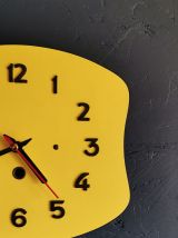 Horloge formica vintage pendule murale silencieuse "Jaune"