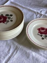 16 assiettes plates Badonviller modèle Germaine 