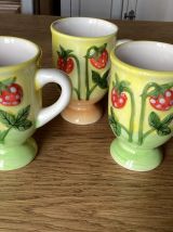 Pichet et 3 mugs peint main vintage 