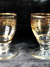 Duo verres à liqueur avec filets dorés - Art Déco 1940 