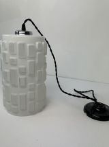 ANCIENNE SUSPENSION TUBE EN VERRE RELIEF VINTAGE