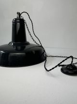 ANCIENNE SUSPENSION INDUSTRIELLE EMAILLEE 41 CM