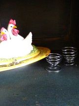 Lot de 3 coquetiers Spirale en métal chromé